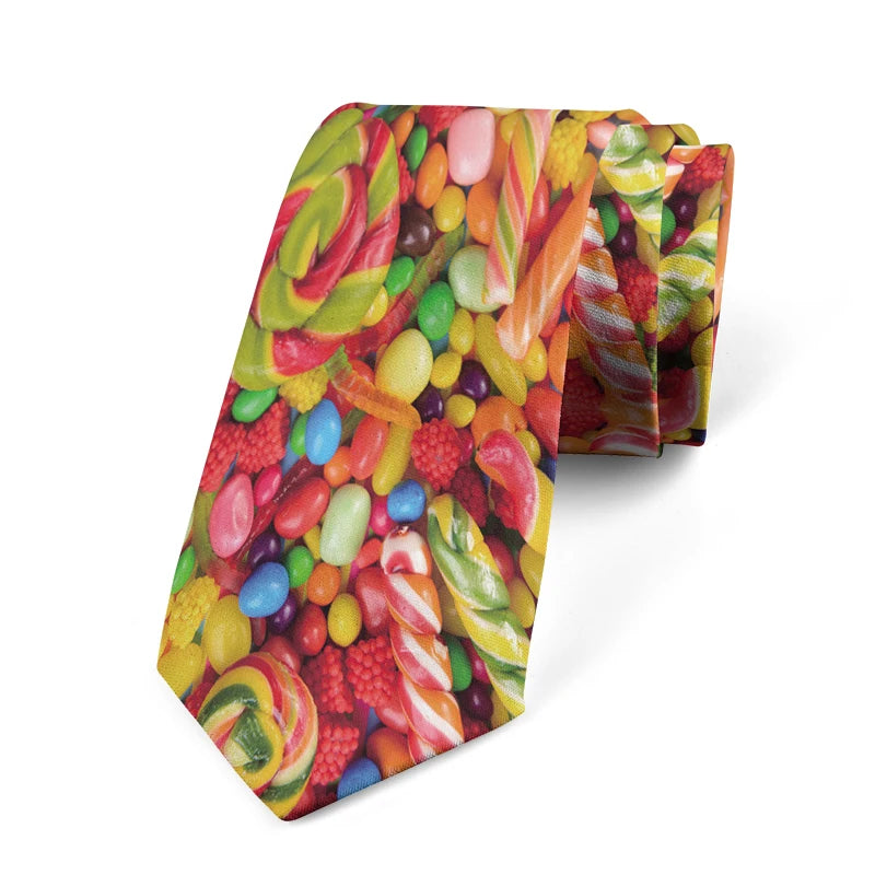 Funny Candy Snacks Printed Tie Unisex Casual Creative Novelty Men's Qme style9