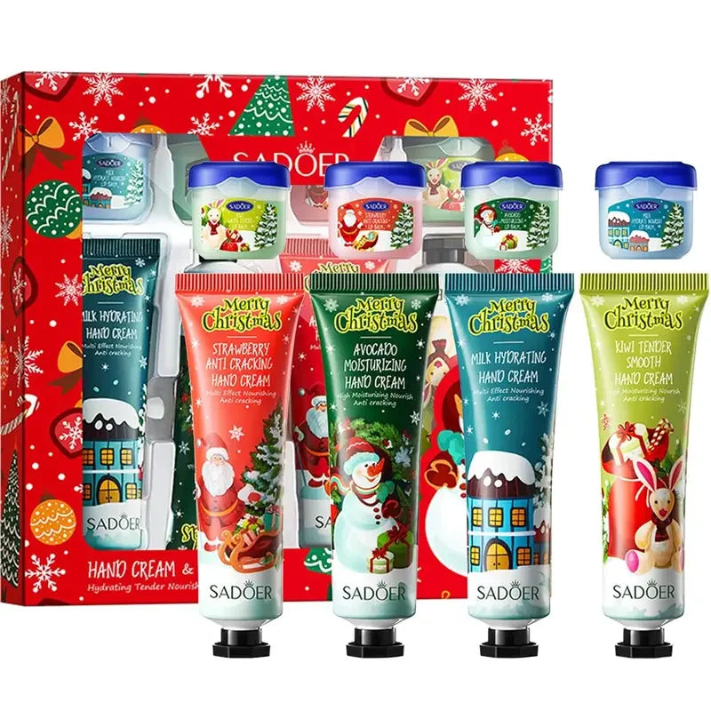 Christmas Hand Cream Lip Balm 4 Creams Balms Nourishing Mask Qme A