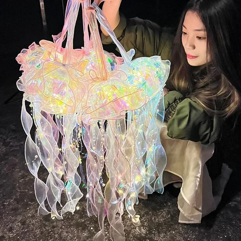 Fashion Jellyfish Lamp Portable Flower Lamp Girl Room Atmosphere Decoration Lamp Bedroom Night Lamp Home Decoration Qme