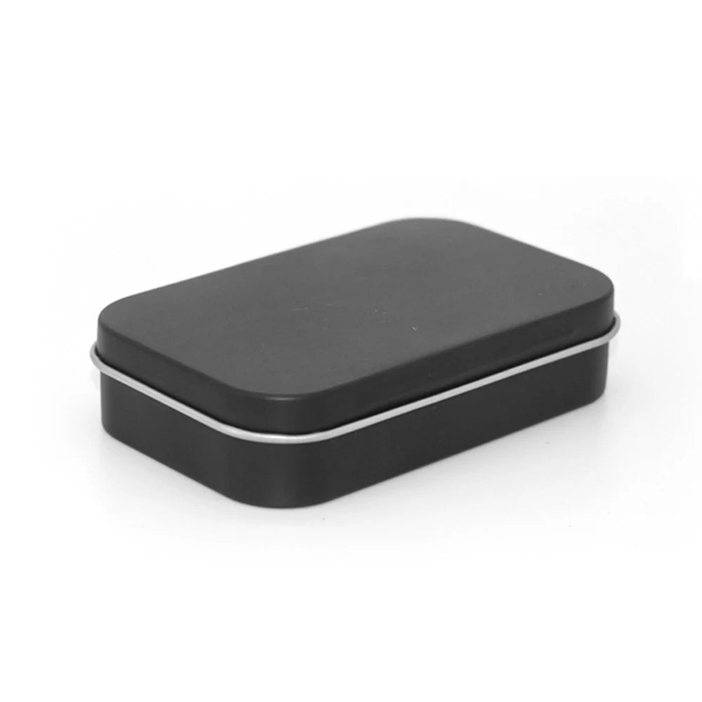 Metal Rectangular Empty Mini Tin Box Tinplate Push Candy Pill Cases Bins Jar Hinged Containers Small Organizer Storage Box Qme black M