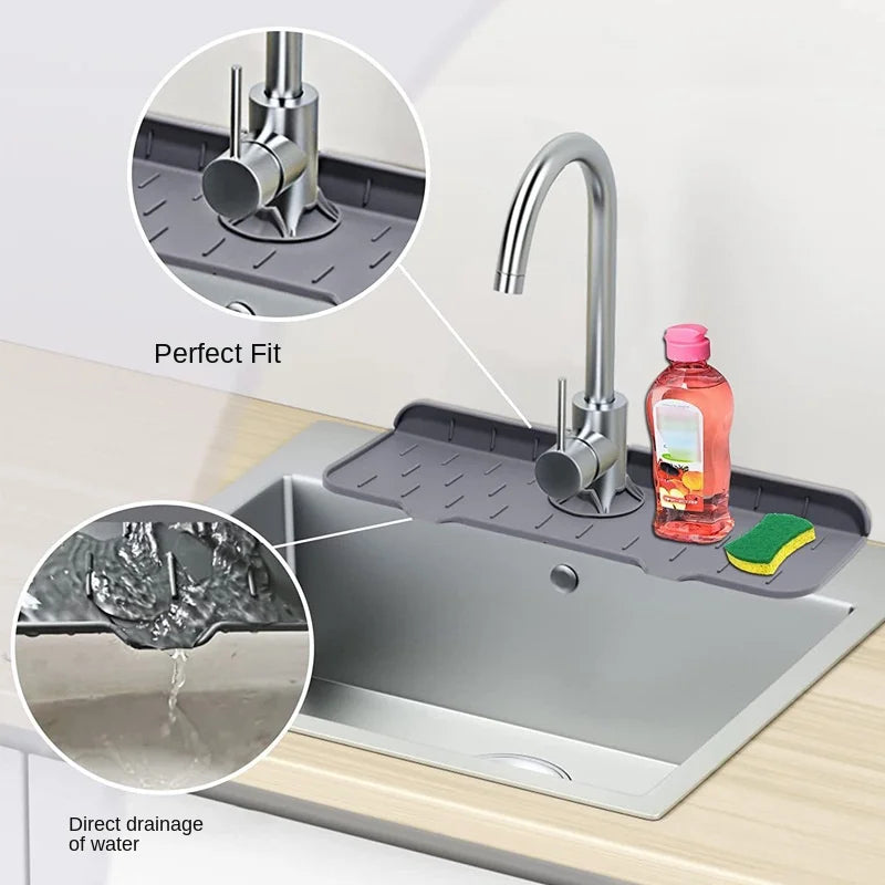 Kitchen Faucet Absorbent Mat Silicone Sink Splash Guard Water Draining Pad Countertop Protector Table Cushion Place Mat Bathroom Qme