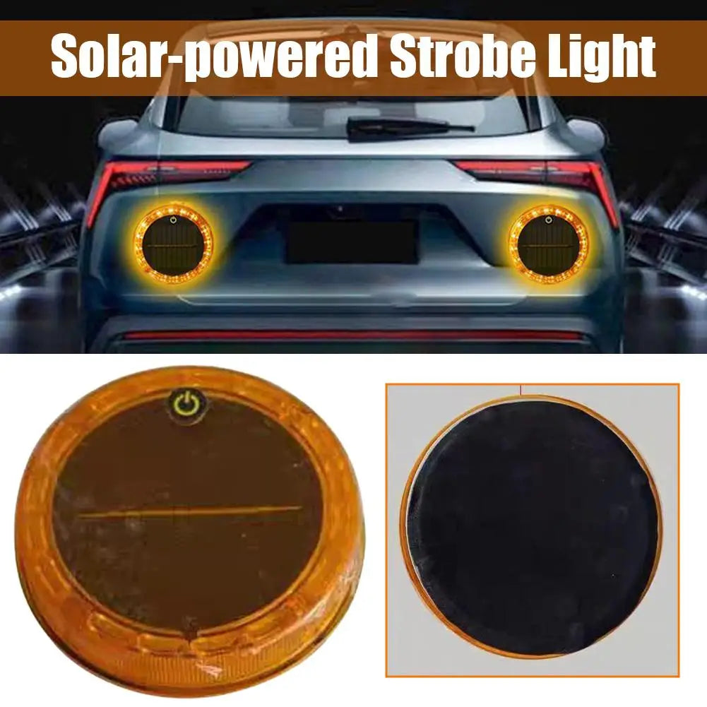 Solar Flash Warning Light Tail Flashing Touch Auto Charging Car Night Qme