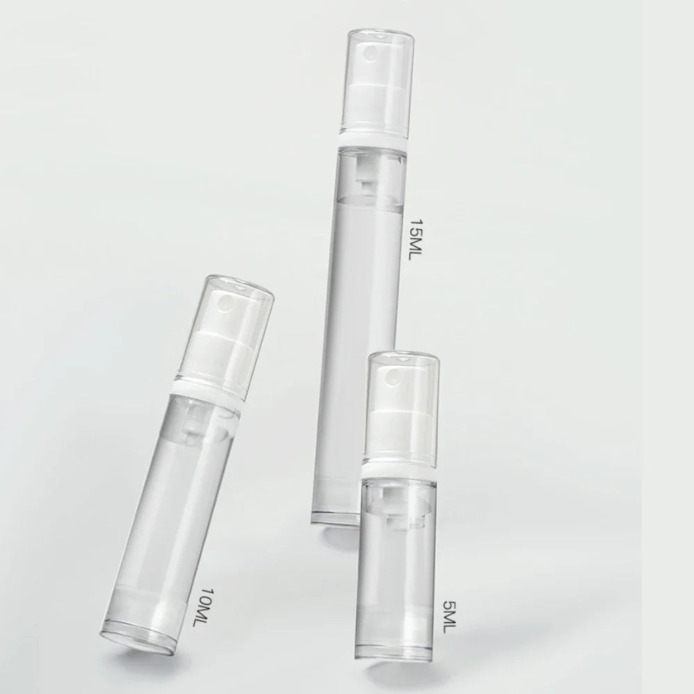 5-15ML Clear Empty Refillable Airless Vacuum Pump Cream Lotion and Spray Portable Bottle Set Sample Packing for Toiletries Qme