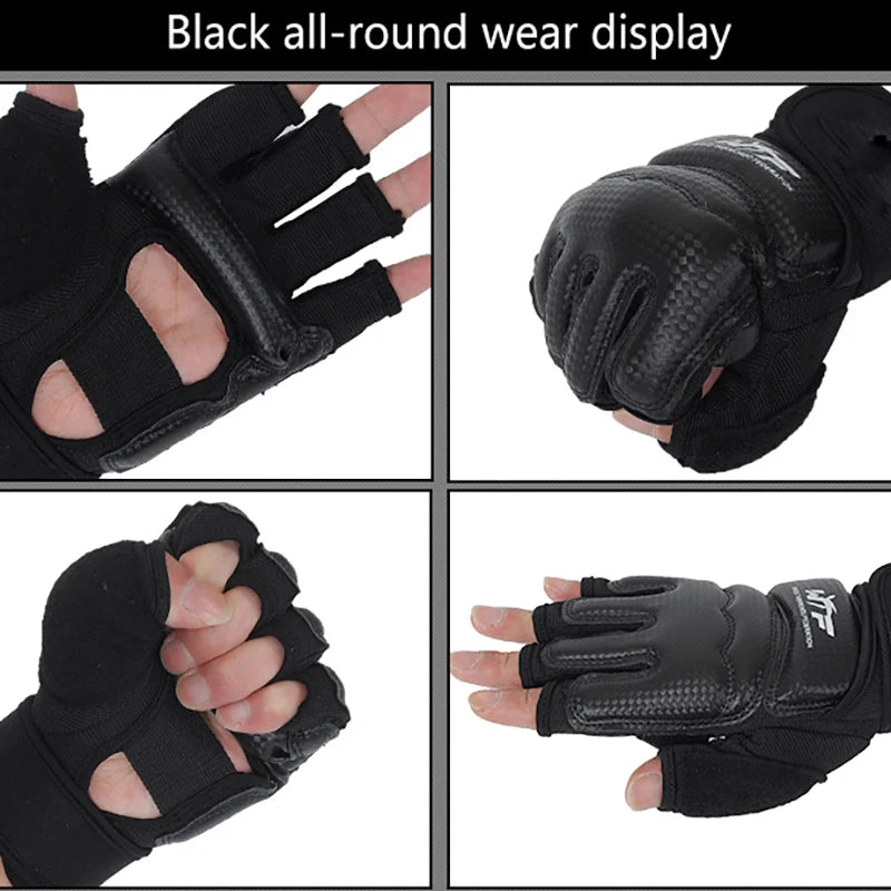 1Pair Karate Gloves Martial Taekwondo Leather Foot Equipment Half Qme