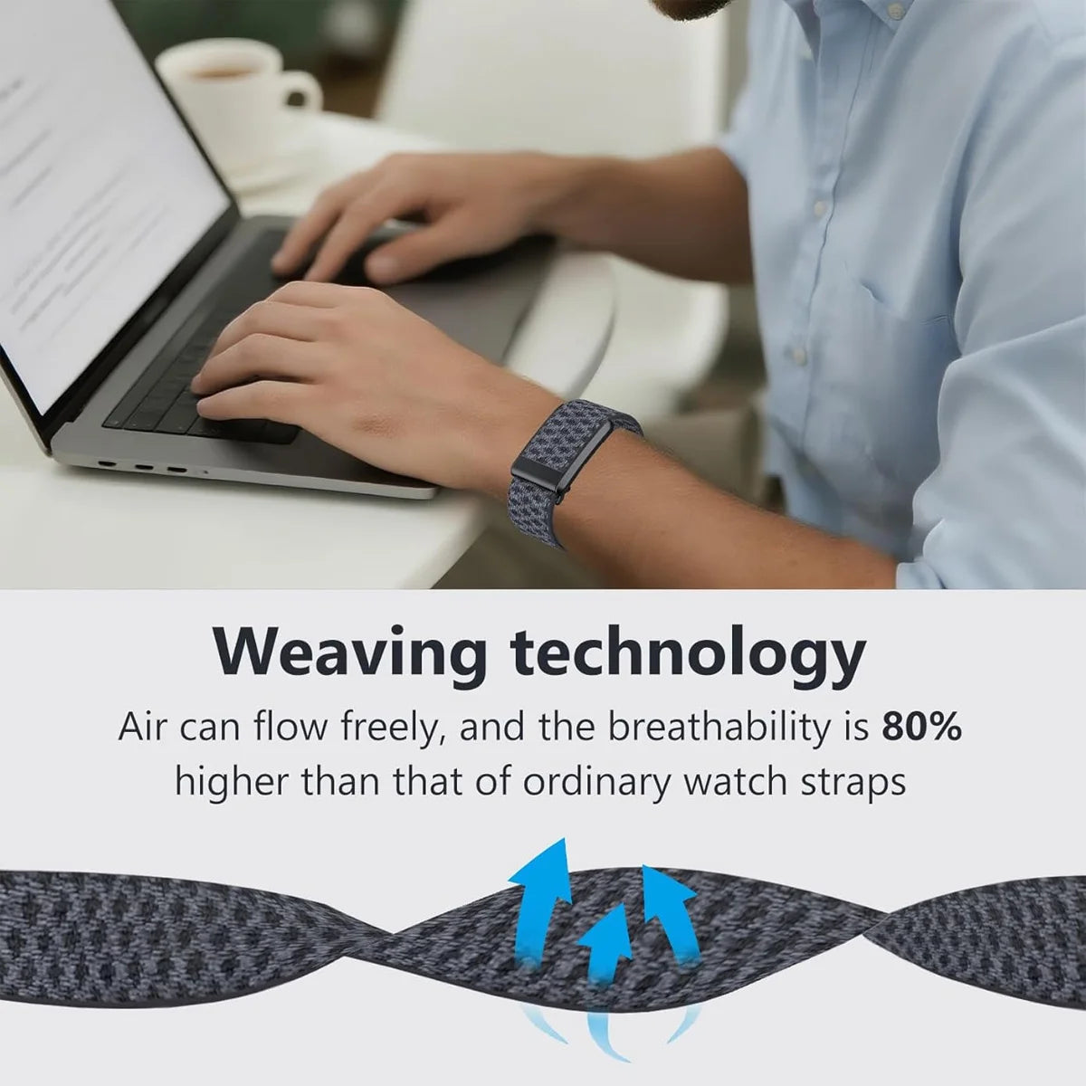 Suitable for Whoop 5.0/5.0MG Casual Nylon Sports Wristband Strap Cashmere Wool Elastic Replacement Wristband With Metal Frame Qme