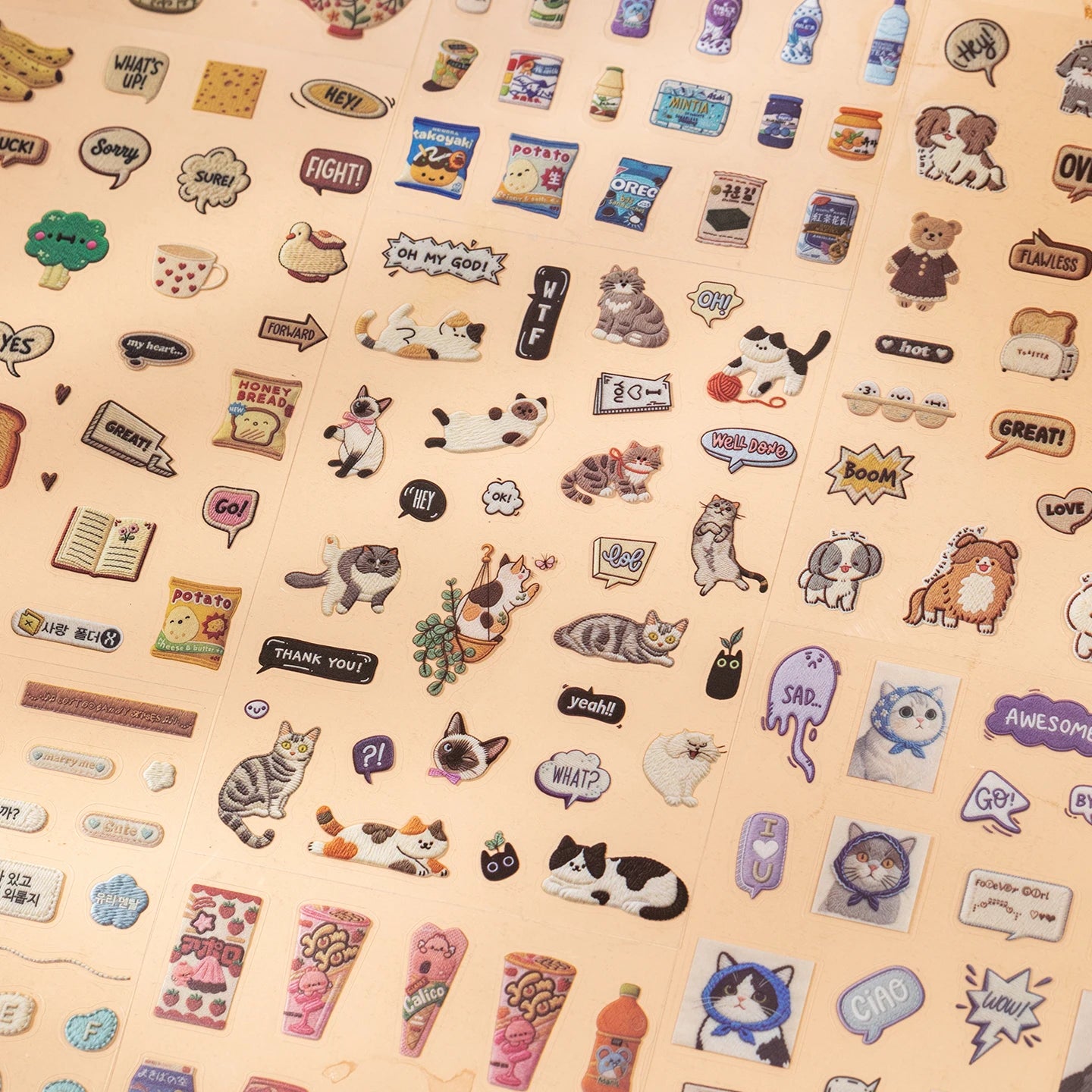 20 Sheets Pet and food themes Die cut Stickers book Cartoon Decorative handmade Scrapbooking Diary Japanese Stationery Supplies Qme