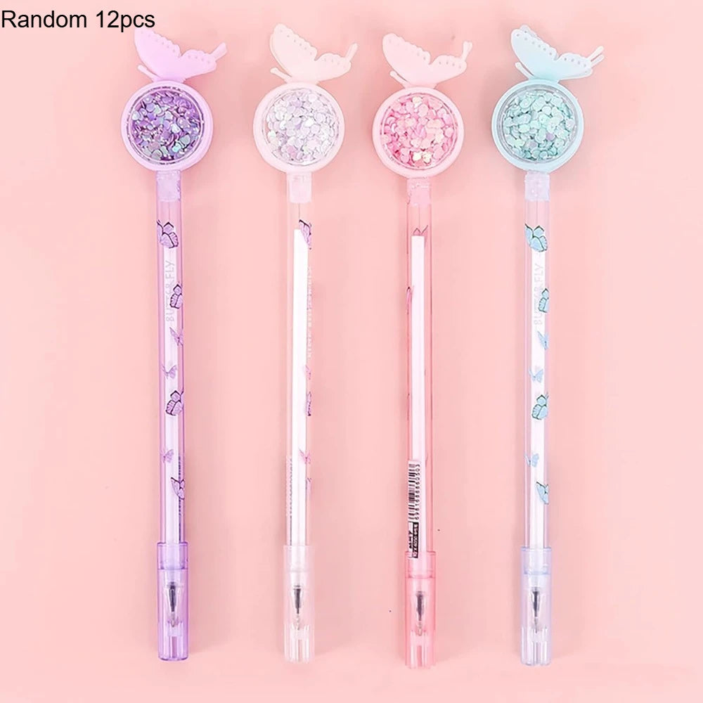 12pc Butterfly Gel Ink Pen Novelty Holiday Pen with Black Ink, Suitable for Nurses, Students,Teachers, Classroom Office Supplies Qme 12pcs