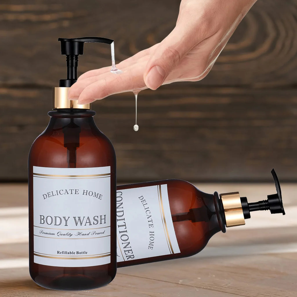 Soap Dispenser with Pump and Labels Dish Soap Dispenser for Kitchen Sink Countertop Decoration Refill Hand Wash Bottle Qme
