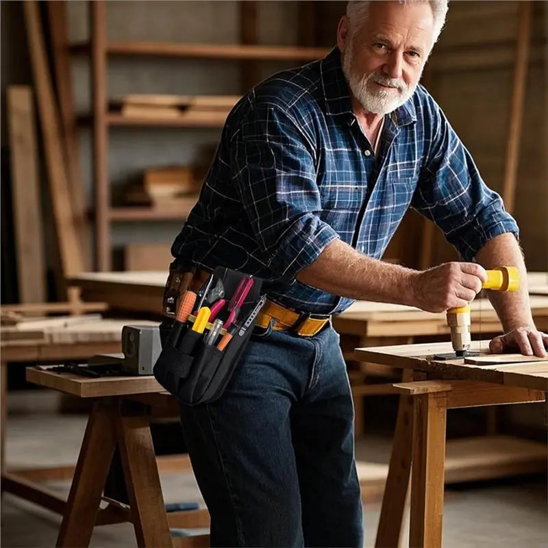 A02F-Multi-Pocket Organizer Tool Pouch With Belt Clip For Electricians Construction Maintenance Qme