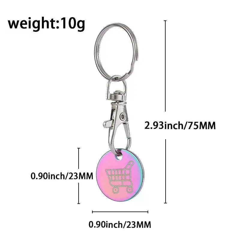 1 PCS Supermarket Token Keychain, Stainless Steel Mini Shopping Cart, Portable Stylish Pendant Qme
