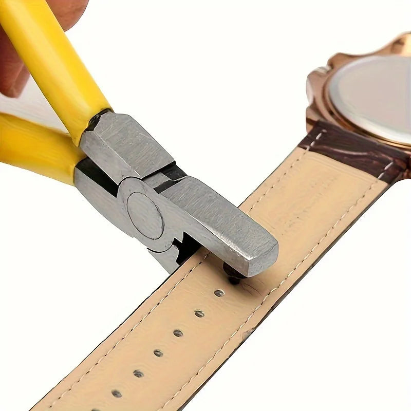 Manual Leather Punch Tool - with ergonomic yellow handle - Belt Punch Qme