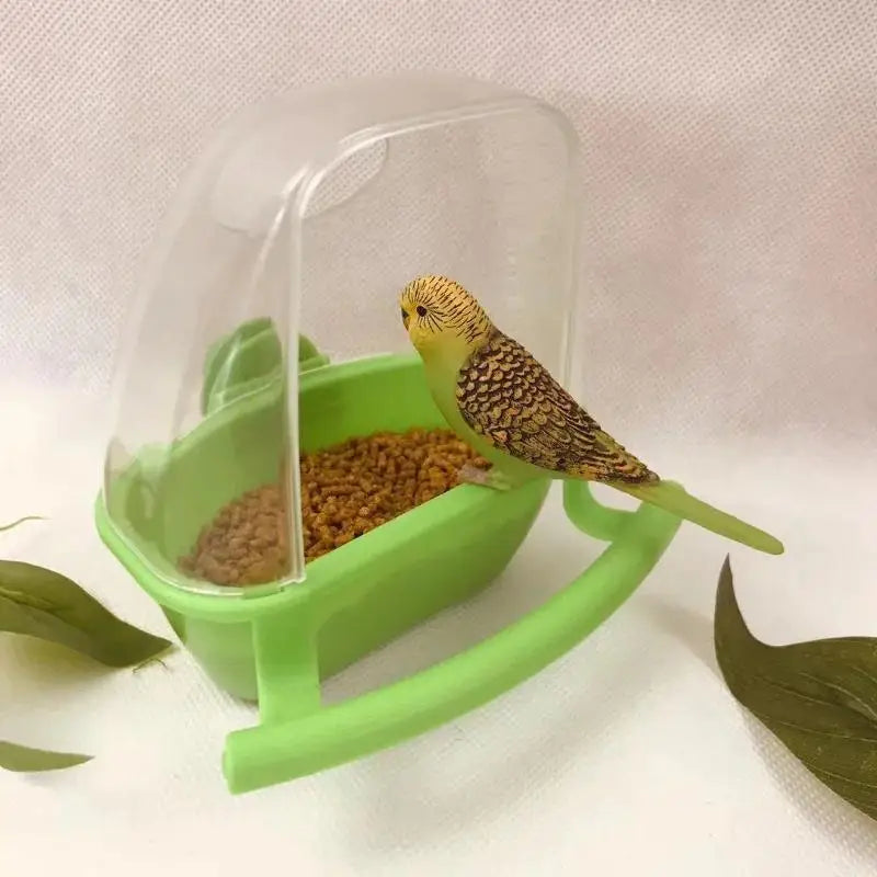 Clear Hanging Bird Cage Feeder Bowl Stand Plastic Food Water Qme