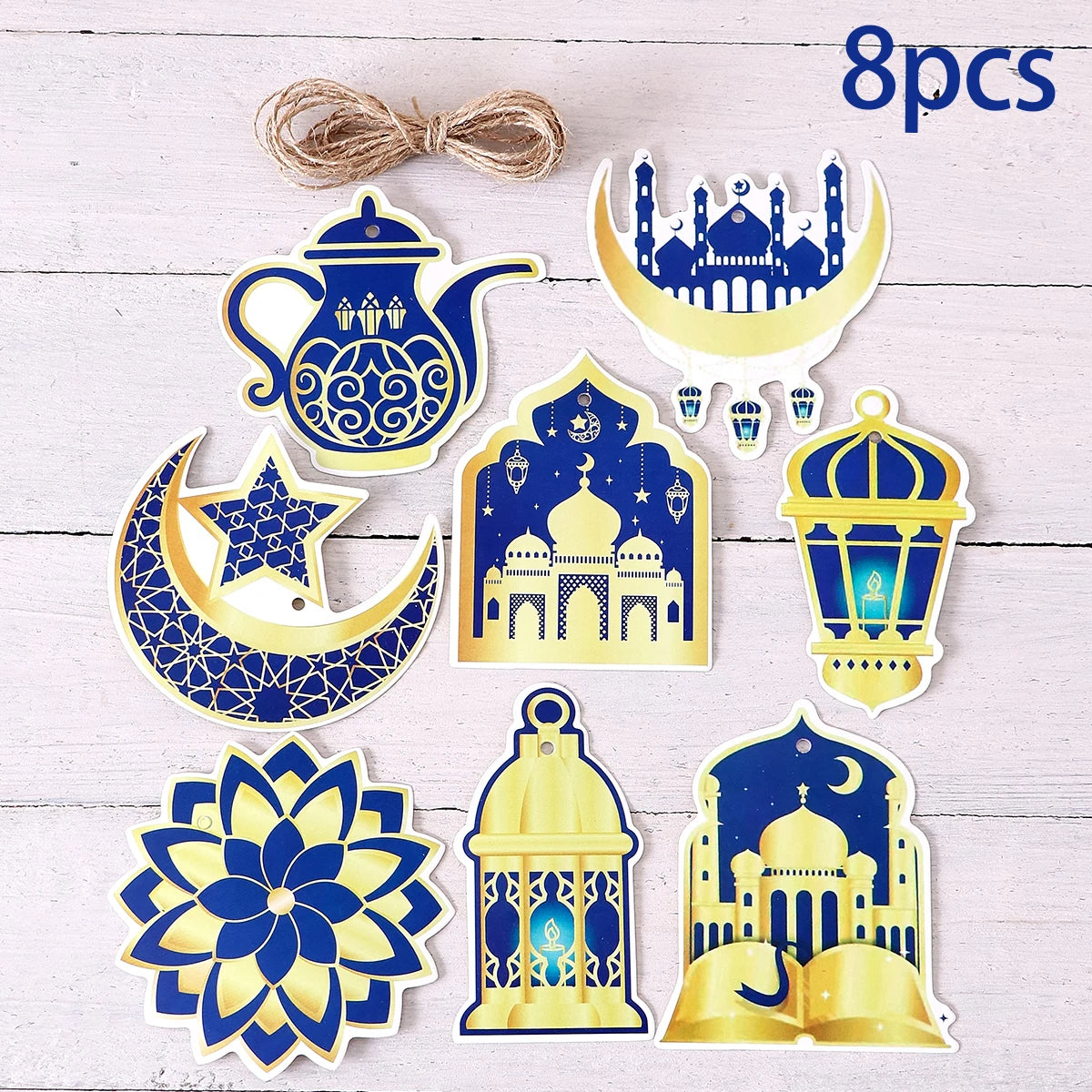 8 Eid Gift Tags, Islamic Holiday Ramadan Kareem Decorations, Family Ramadan Decorations, Eid Party Supplies, Eid Al-Adha Muslim Decorations, Valentine's Day DIY Gift Packs, Birthdays, Etc. - Suitable for Use as Gift Stickers, Qme Blue-8Pcs
