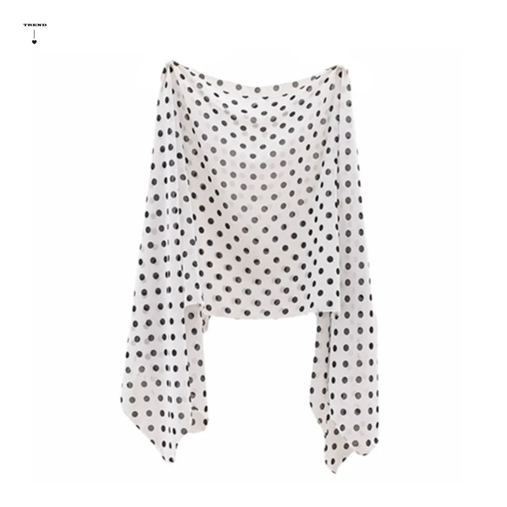 Elegant Mesh Transparent Sunscreen Cover-up Polka Dot Pullover Cover Qme
