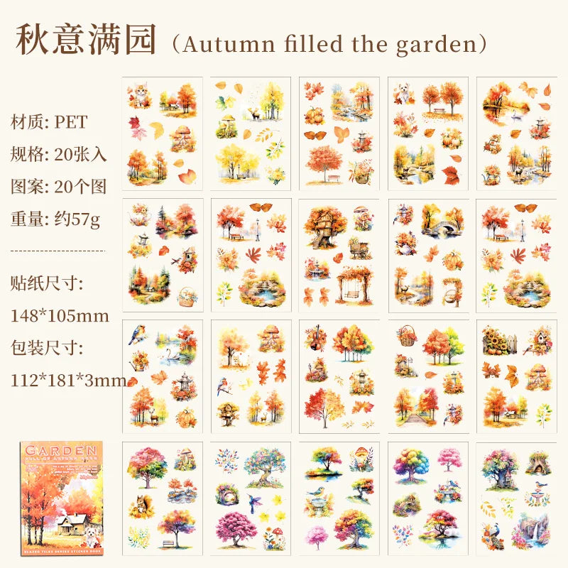 TIANZI 20/80pcs Die Cut Landscape Stickers Book for Scrapbooking Journaling DIY Crafts Planners Art Supplies Qme C