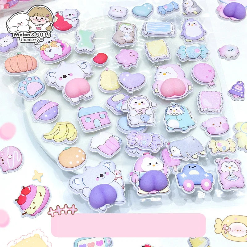1pc Cute Cartoon Animal 3D Butt Fun Sensory Stickers for DIY Scrapbook Phone Case Decoration Birthday Gift Reward Supplies Qme