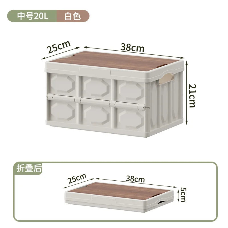 Camping Storage Box Outdoor Folding Boxes Car Trunk Travel Organizing Qme White M