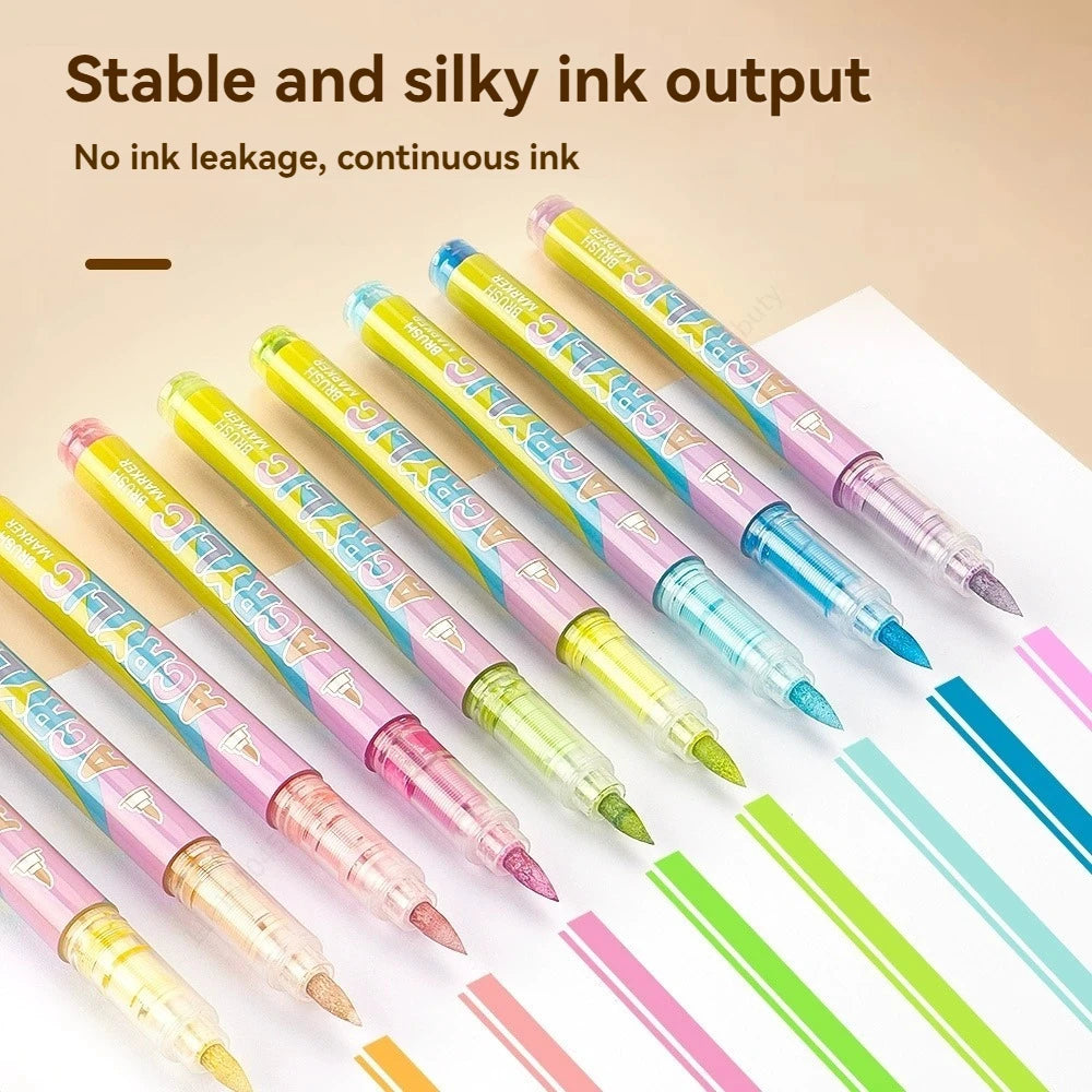 84 Colors Acrylic Paint Markers, With Direct-Liquid Ink System, Brush Tip, For Wood, Glass, Fabric And DIY Crafts Art Supplies Qme