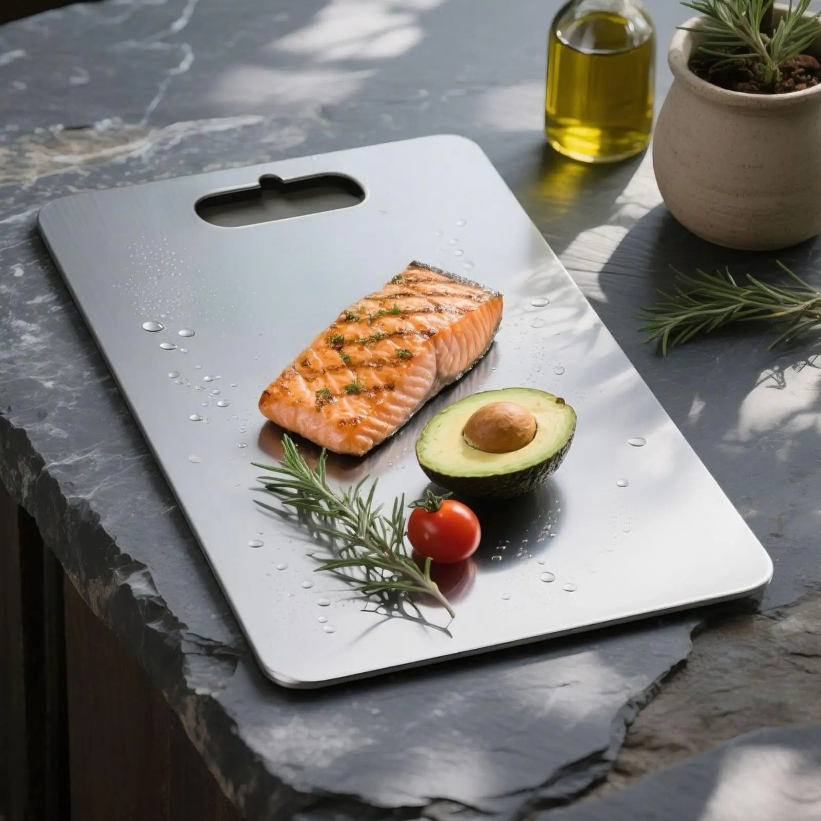 Cutting Boards For Kitchen 3 Pieces Food Grade Non Slip Food Mat Stainless Steel Meat Cutting Board For Meat Vegetable Bread Qme