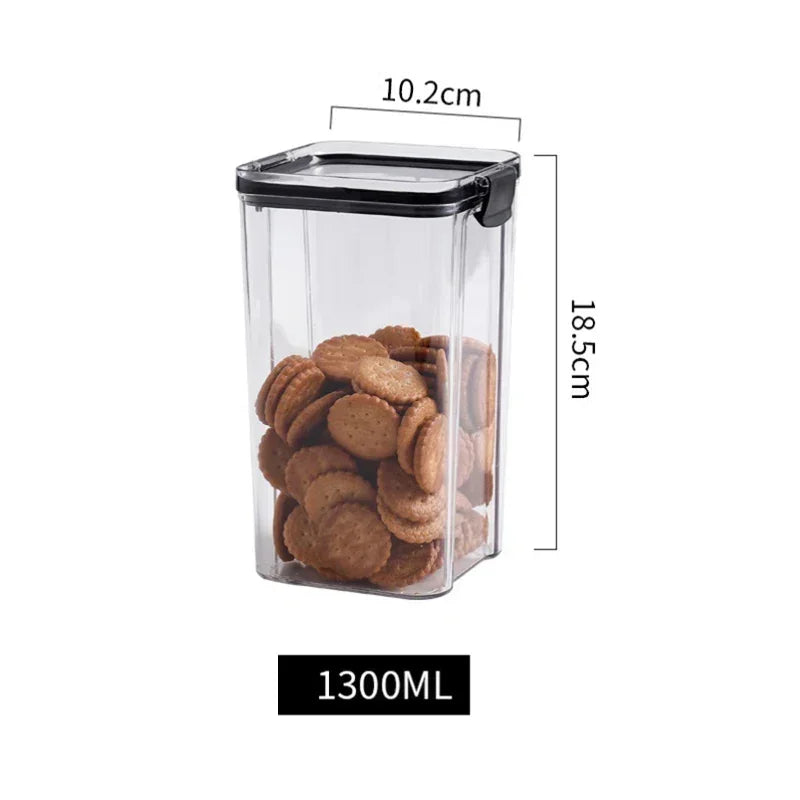 Moisture Proof Sealed Storage Jars Transparent Plastic Airtight Qme 1300ml