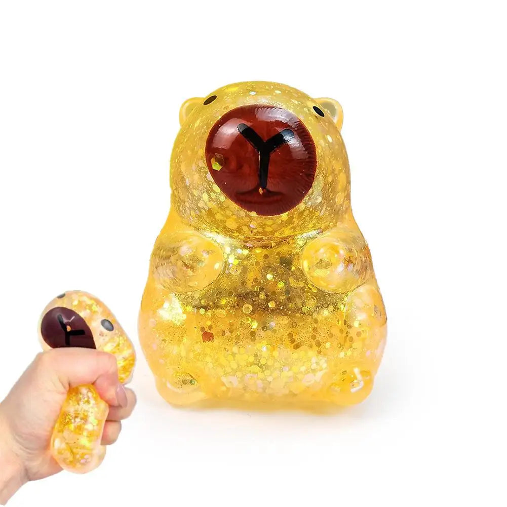 Glitter Capybara Bear Squishy Fidget Toy Colorful Sensory Stress Qme