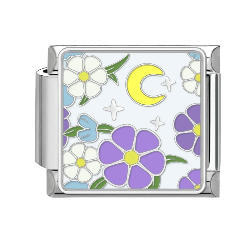 Y2K Colored Street View Flower Cute Cat Italian Charm Link Fit 9mm Stainless Steel Module Women Bracelet DIY Making Jewelry Gift Qme Style 25