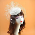 Black Veil Small Hat Hair Accessories Retro Woolen Material Dinner Qme White