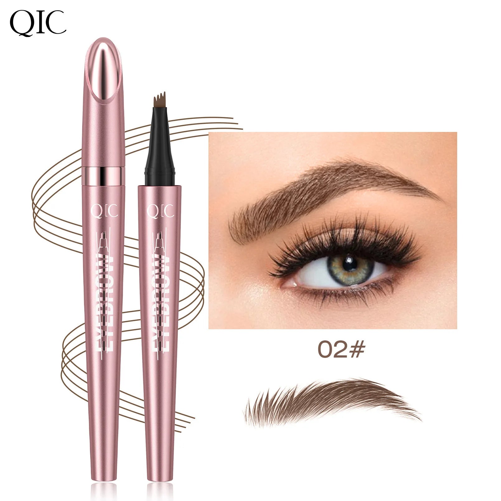 Four Claw Liquid Eyebrow Pen Waterproof Sweatproof Long Lasting 3D Wild Brow Microblading Makeup for Beginners Qme Q708-2