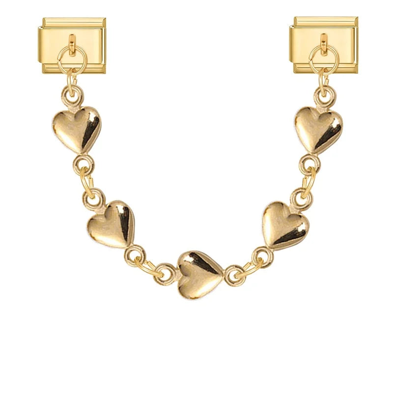 Fashion Bracelet Charms 9mm Full Zircon Shiny Gold Color Tassel Chain Gift for Friend Italian Stainless Steel Jewelry Wholesale Qme S 21.