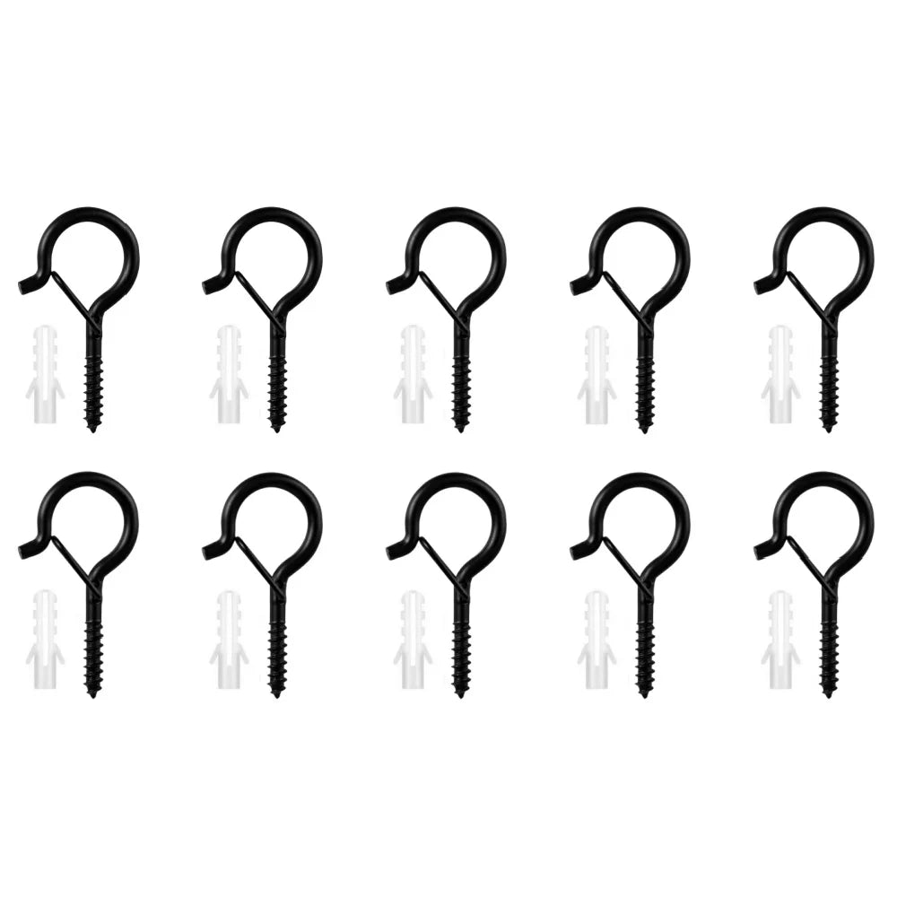 40PCS Sheep Eye Hook with Safety Buckle Q-type Screw Hook for Hanging Outdoor String Lights Ceiling Storage Pegboard Accessories Qme M5-10pcs