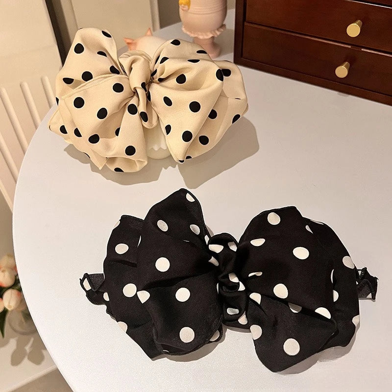 Polka Dot Bubble Hairpin Retro Fashionable Satin Spring Clip Korean Qme