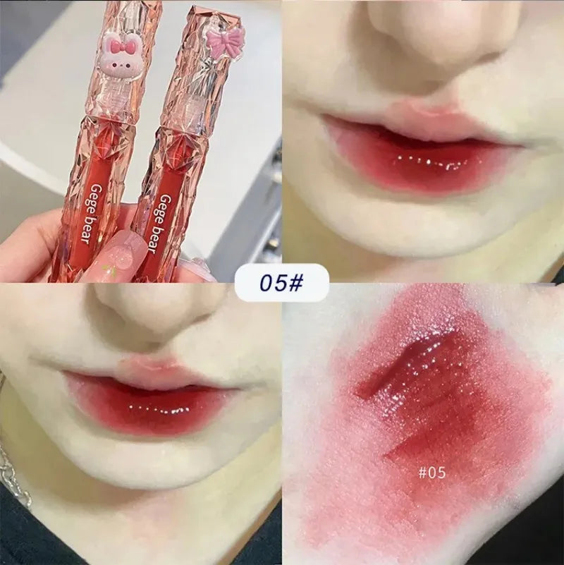Gege Bear Crystal Mirror Water Lipgloss Hydratant Ultra-hydratant Qme GX1057-05