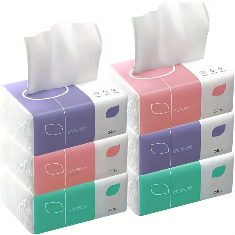 A pack of high-quality four layer paper -240 sheets per sheet, suitable for facial, toilet, and napkin use, home, dormitory, off Qme
