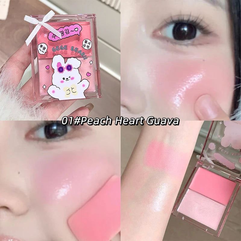 Gege Bear Watery Two-color Blush Palette Moisturizing Expandable Qme GX2061-1