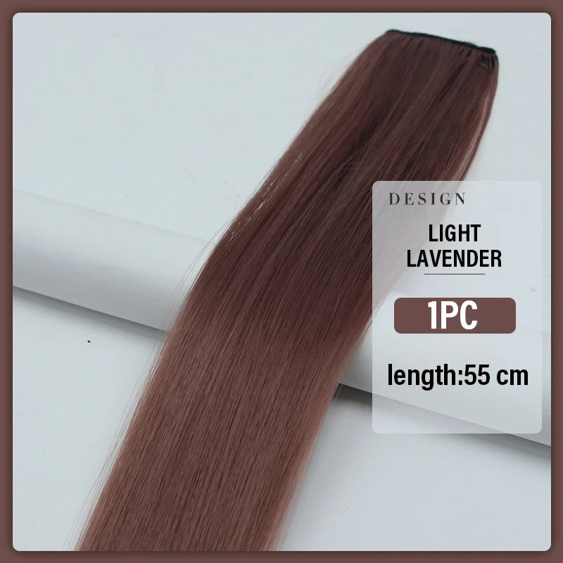 Colored Clip-in Hair Extensions - 55cm High-Temp Matte Fiber, Seamless Realistic Synthetic Fiber Hair Pieces Styling Accessories Qme Thin vine color