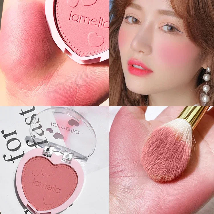 New 6 Colors Blush Makeup Palette Mineral Powder Red Rouge Lasting Natural Cream Cheek Tint Orange Peach Pink Blush Cosmetic Qme 4