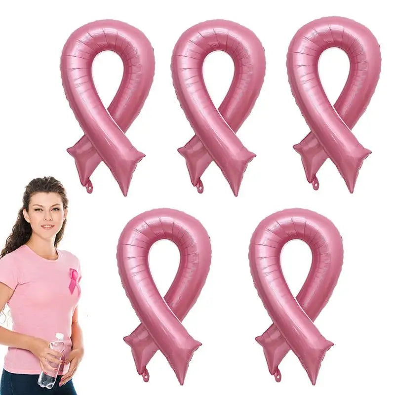 Breast Cancer Ribbon Party Favor Balloons Pink Accessories for Breast Cancer Awareness Bulk Items Breast Cancer Decorations Qme