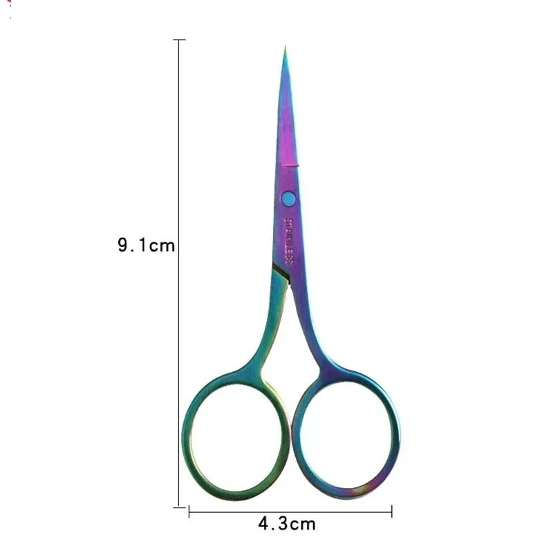 1Pcs Eyebrow Scissor Makeup Eyelash Trimmer Facial Hair Remover Manicure Scissor Nail Cuticle Tool Beauty Scissors Qme Colorful