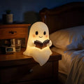 Cute Ghost Reading Book Night Light Spooky Halloween Decor Bedroom Qme 15X11.5X21 YELLOW