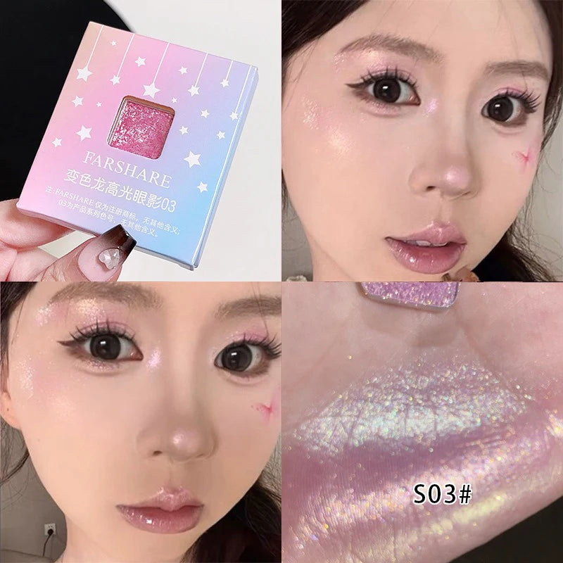 Diamond Monochrome Highlighter Contouring Palette Fine Flash Brighten Eyeshadow Orange Silver Natural Eye Shadow Makeup Cosmetic Qme S30