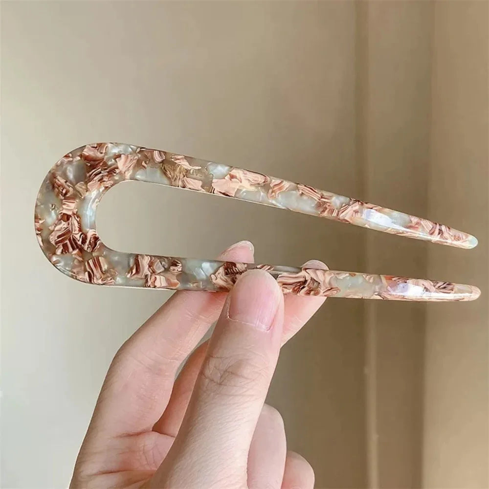 U Shaped Hair Stick Vintage French Hair Pin Women Acetate Hair Accessories DIY Retro Hairstyle Tool New Hair Clips 2025 New Qme type3