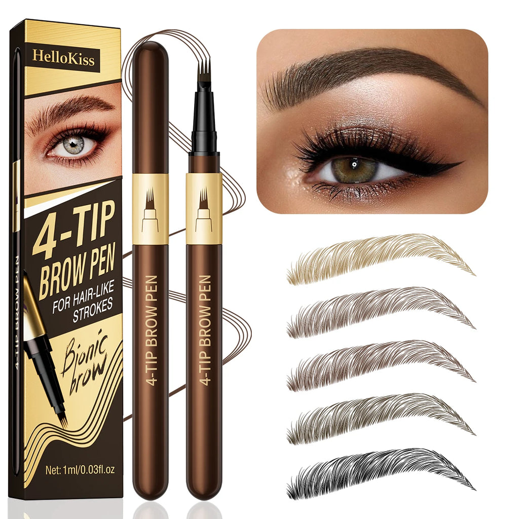 Four-pronged eyebrow pencil, four-end, long-lasting, non-smudged, water-resistant, anti-smudged eyebrow pencil Qme