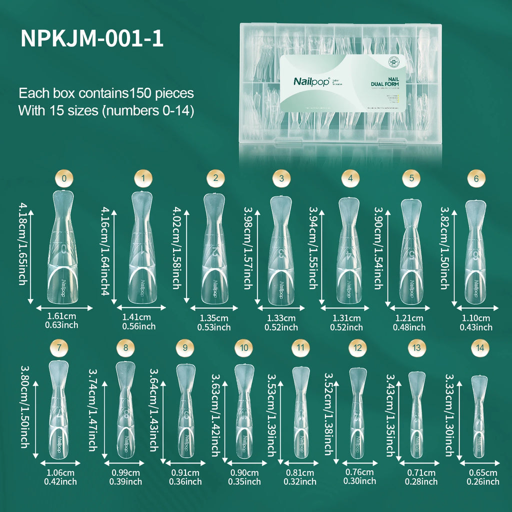 Nailpop 3D Ladder French Nail Exclusive Art Builder Molds Oval Clear Qme 3D layered 150pcs