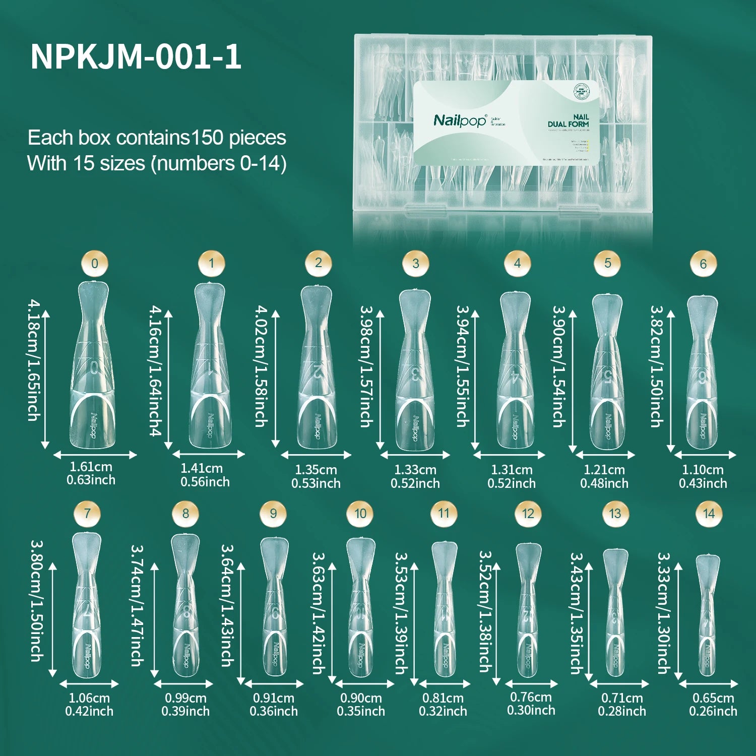 Nailpop 3D Ladder Coffin French Nail Exclusive Builder Molds Clear 15 Qme 3D Oval 150pcs