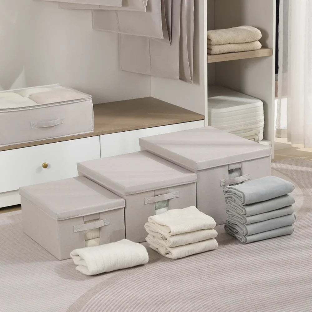 Foldable Storage Box Portable Home Storage Bag Household Cationic Fabric Large Capacity Clothes Organizer for Wardrobe Closet Qme