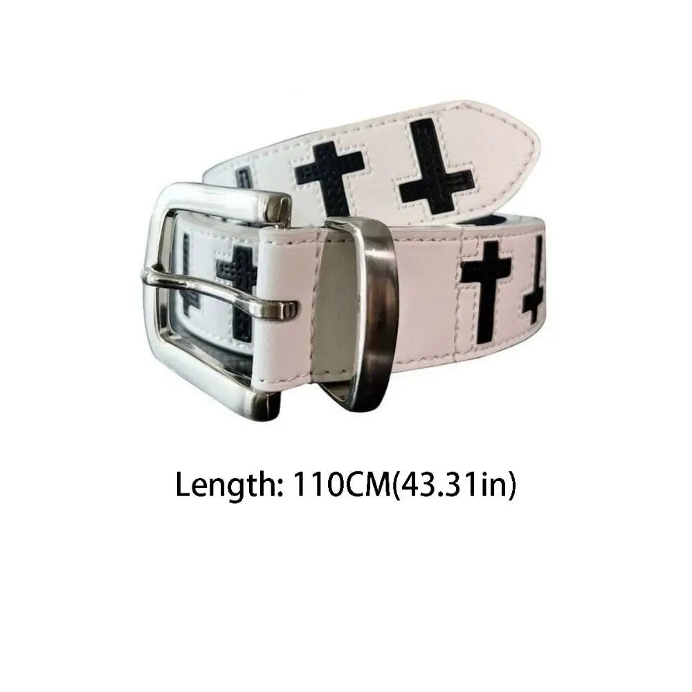 Fashion PU Leather Cross Shaped Belt Spicy Girl Metal Punk Hip Hop Qme