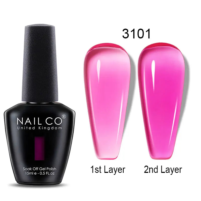 NAILCO Rubber Base Gel Polish Milky Pink Jelly White Beige 6Colors