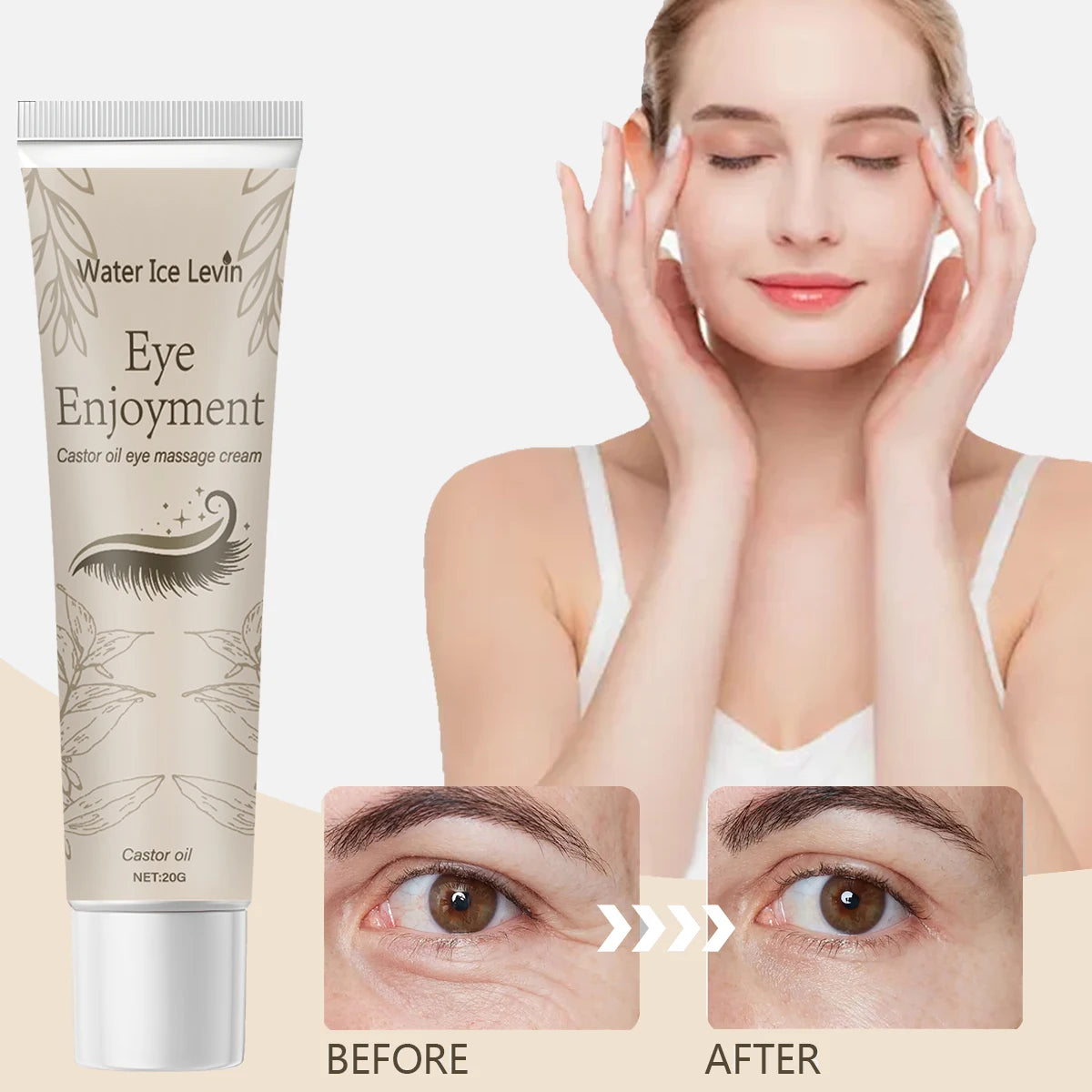 Water Ice Levin Castor Oil Eye Massage Cream 20g | Deep Anti-Wrinkle + Firming Treatment | Banish Bags, Dark Circles & Fine Lin Qme