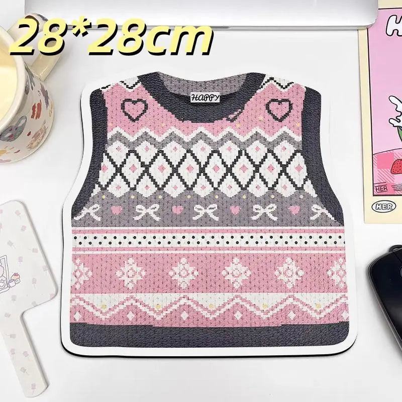 Desk Anti-slip Sweater Mouse Mat Simulated Printing Knitted Pad Cute Qme A6