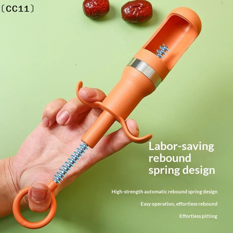 Cherry Pitter Fast One Second Pit Removal Non Slip Handle Red Date Qme